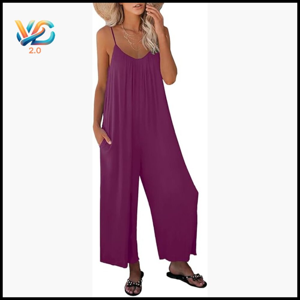 Large Loose Fit Jumpsuit With Adjustable Straps And Pockets